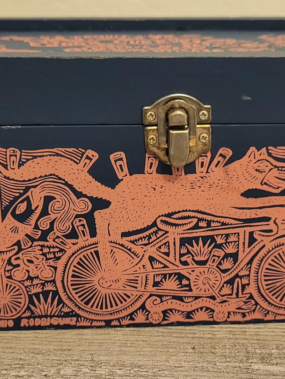 Jose Cuervo La Familia Decorative Empty Box with Brass Latch. 1997